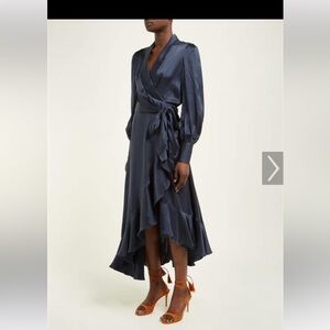 Elegant Ruffle Silk Wrap Dress